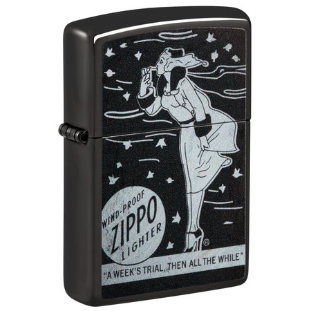 ZIPPO Windy Design High Polish Black Pocket Lighter 48456